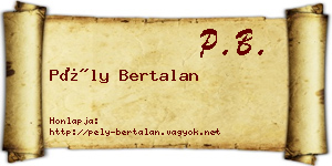 Pély Bertalan névjegykártya